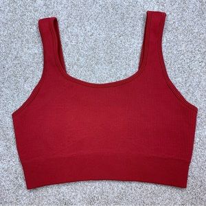 Brick Red Ribbed Bra Top